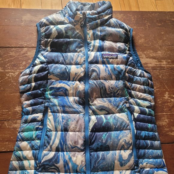 Patagonia Jackets & Blazers - Patagonia Blue Marbled Down Vest XS